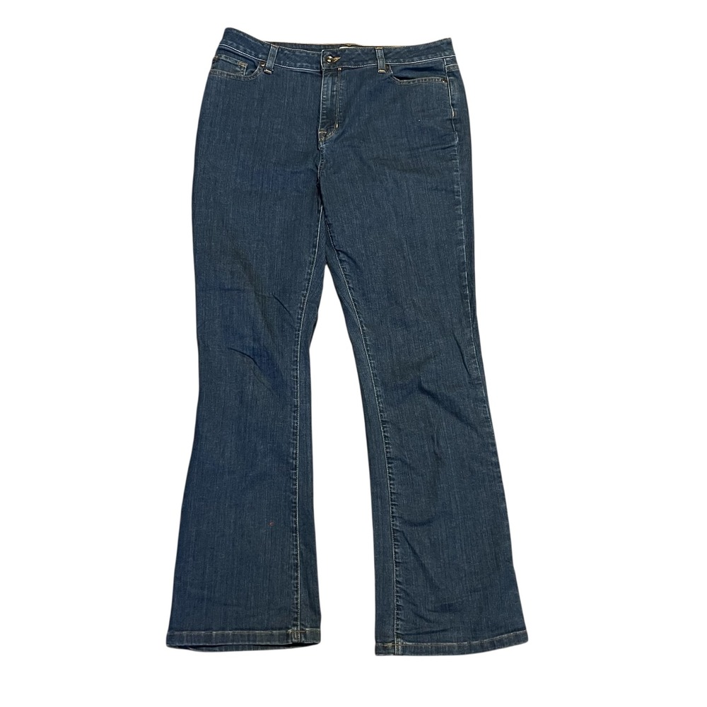 LL Bean Classic Fit Bootcut Jeans Dark Wash Blue Denim Womens 14 MT